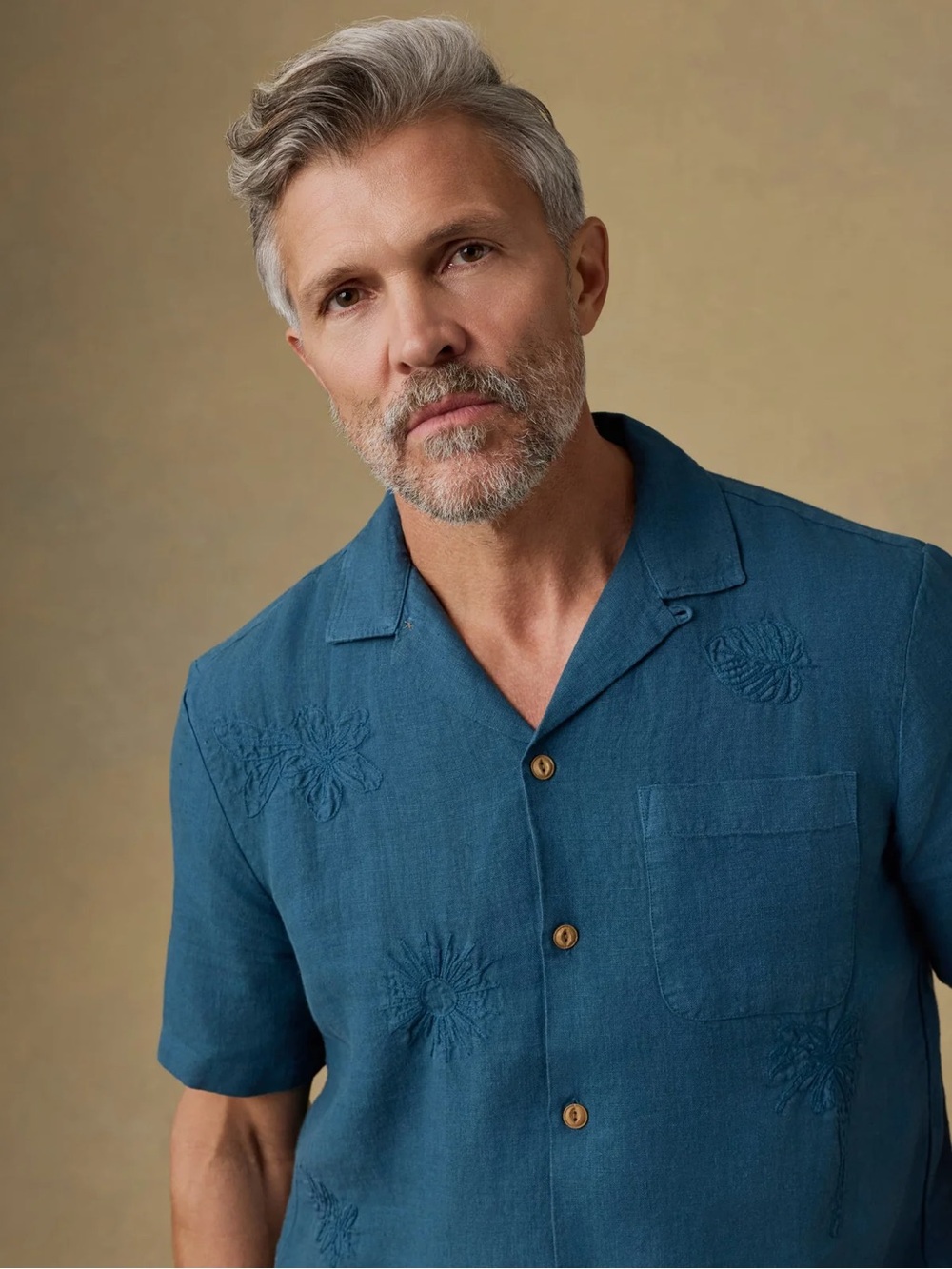 Faherty Men's Short-Sleeve embroidered shirt